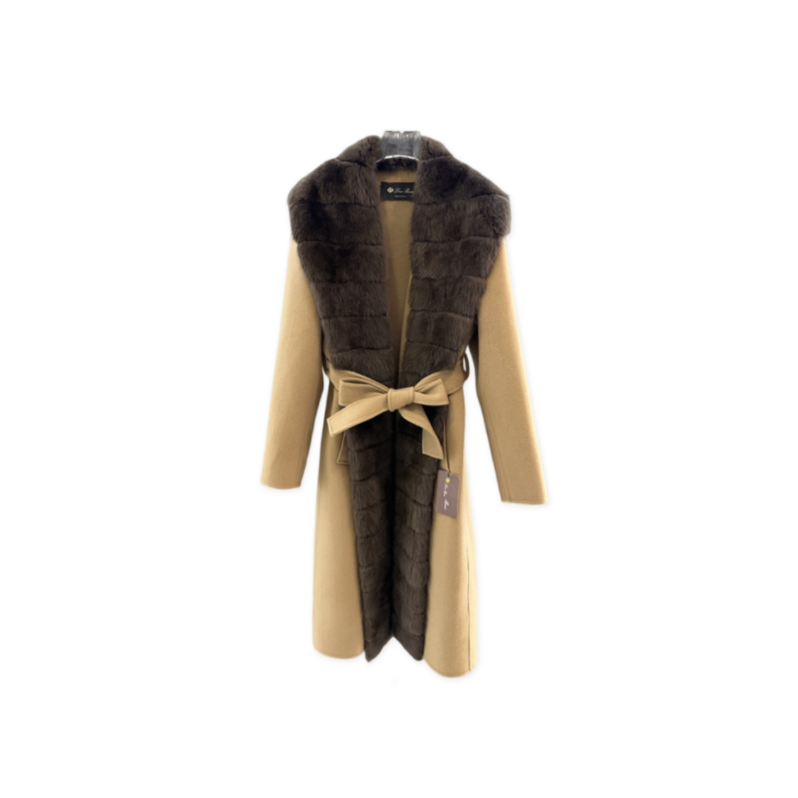 L0r0 P1ana mink fur collar cashmere coat